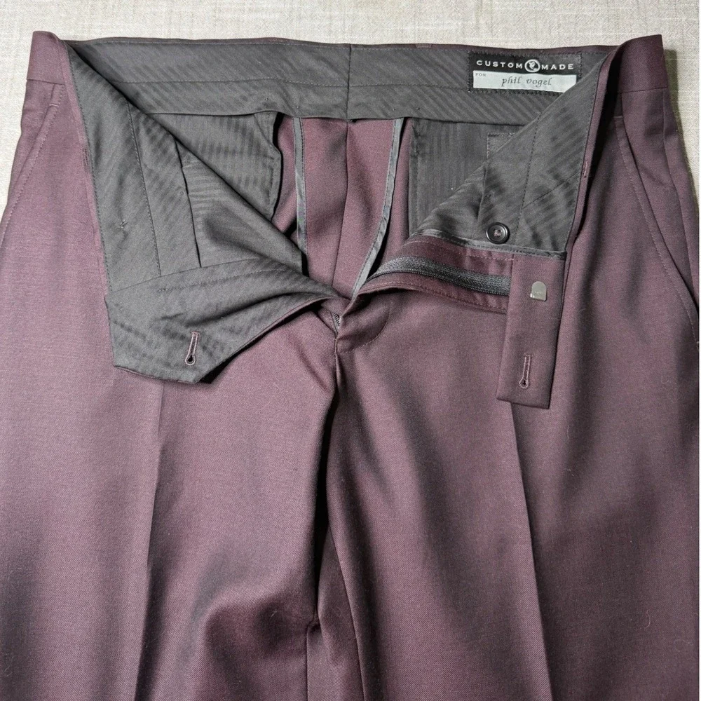 Joseph Abboud JOE Mens 100% Wool Custom Dress Pants Burgundy Plum 34S WBFXS-B0